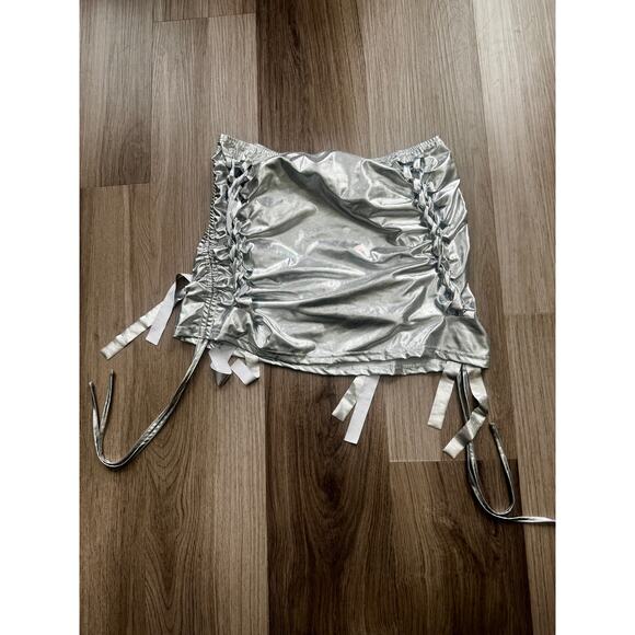 Echoine Metallic Lace Bandage Mini Skirt Size XL - Picture 4 of 8